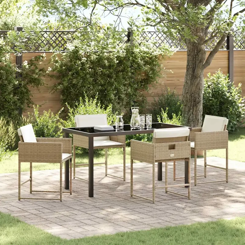 Set da Pranzo per Giardino 5 pz Beige polyrattan 3380021