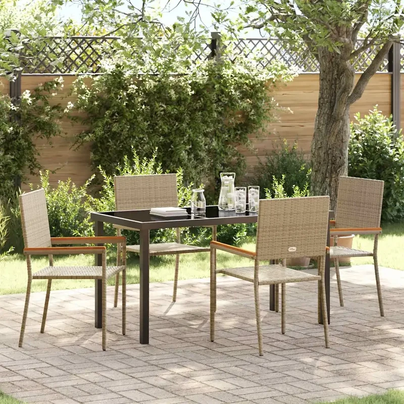 Set da Pranzo per Giardino 5 pz Beige polyrattan 3379718