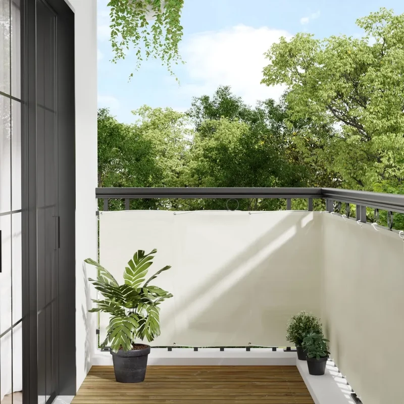 Paravento da Balcone Crema 90x800 cm 100% Poliestere Oxford 4000201