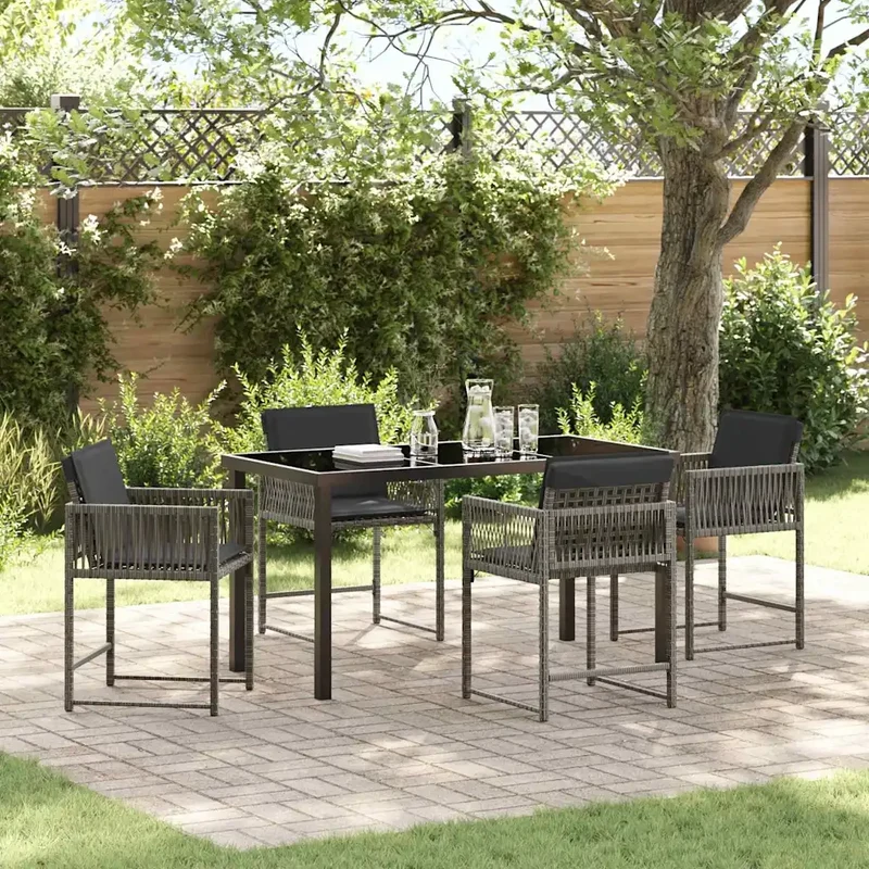 Set da Pranzo per Giardino 5 pz Grigio polyrattan 3380750