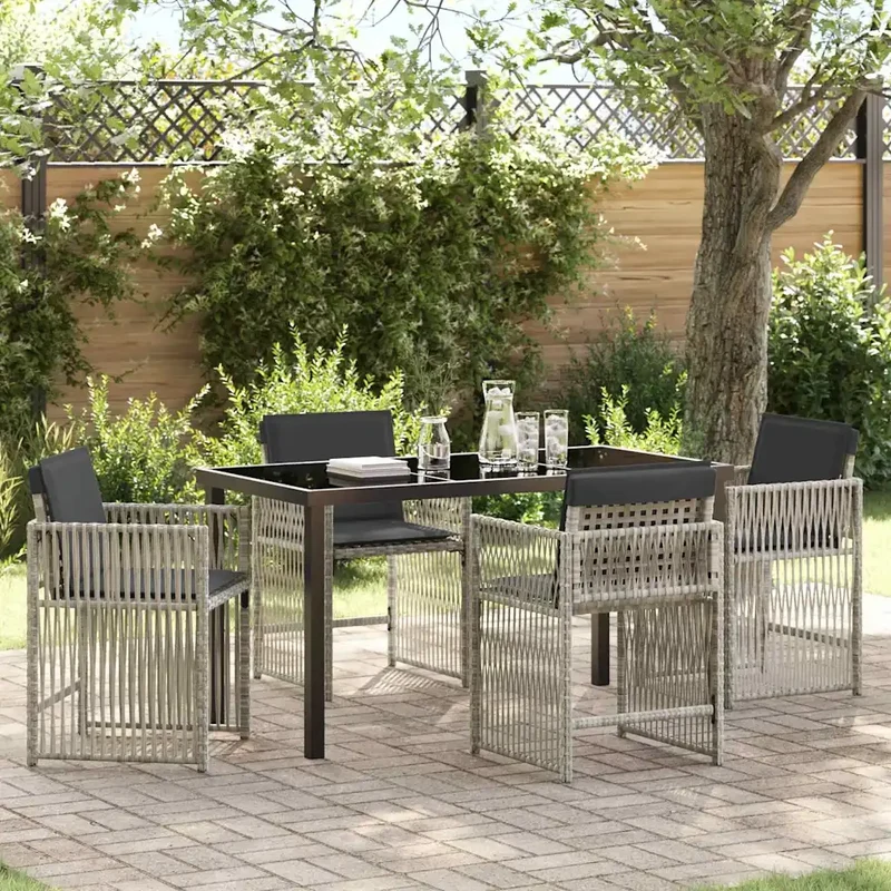 Set da Pranzo per Giardino 5 pz Grigio chiaro 3380666
