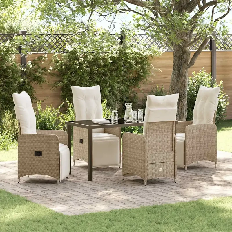 Set da Pranzo per Giardino 5 pz Beige polyrattan 3379683