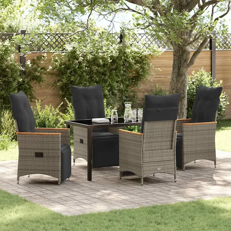 Set da Pranzo per Giardino 5 pz Grigio polyrattan 3379627