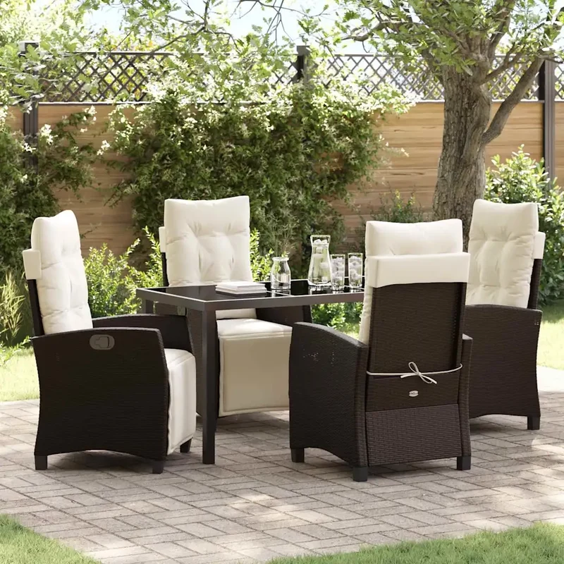 Set da Pranzo per Giardino 5 pz Marrone polyrattan 3380430