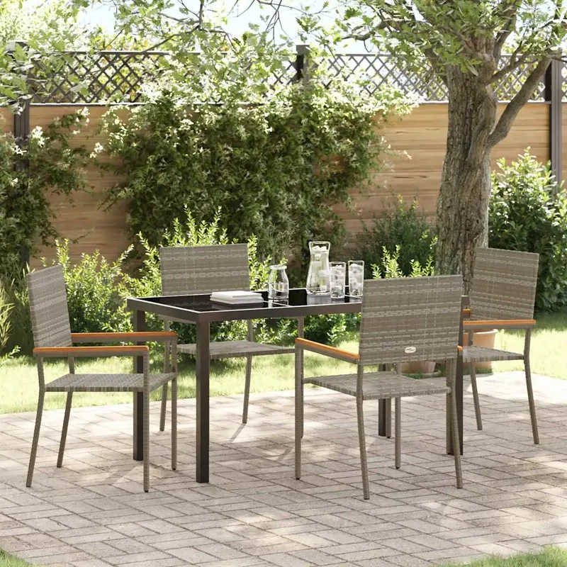 Set da Pranzo per Giardino 5 pz Grigio polyrattan 3379711