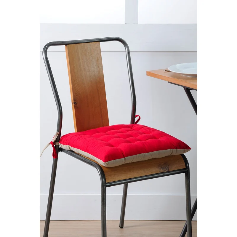 Cuscino coprisedia Duo Galette rosso/ lino