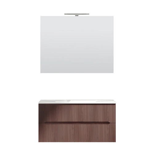 Mobile bagno sospeso linea stick cannettato da 90 cm rovere chiaro