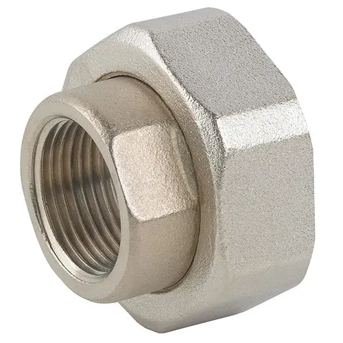 Raccordo in 2 pz ff per pompa in ottone nichelato con guarnizione 1 x 1 1/2