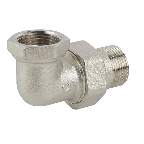 Raccordo curvo in 3 pz mf sede piana in ottone nichelato c/guarnizione 2