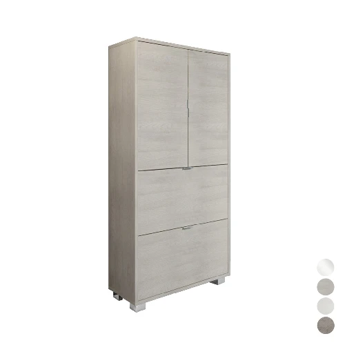 Armadio scarpiera multiuso con 2 ribalte e 2 ante in nobilitato cm l76xh155xp30 olmo perla