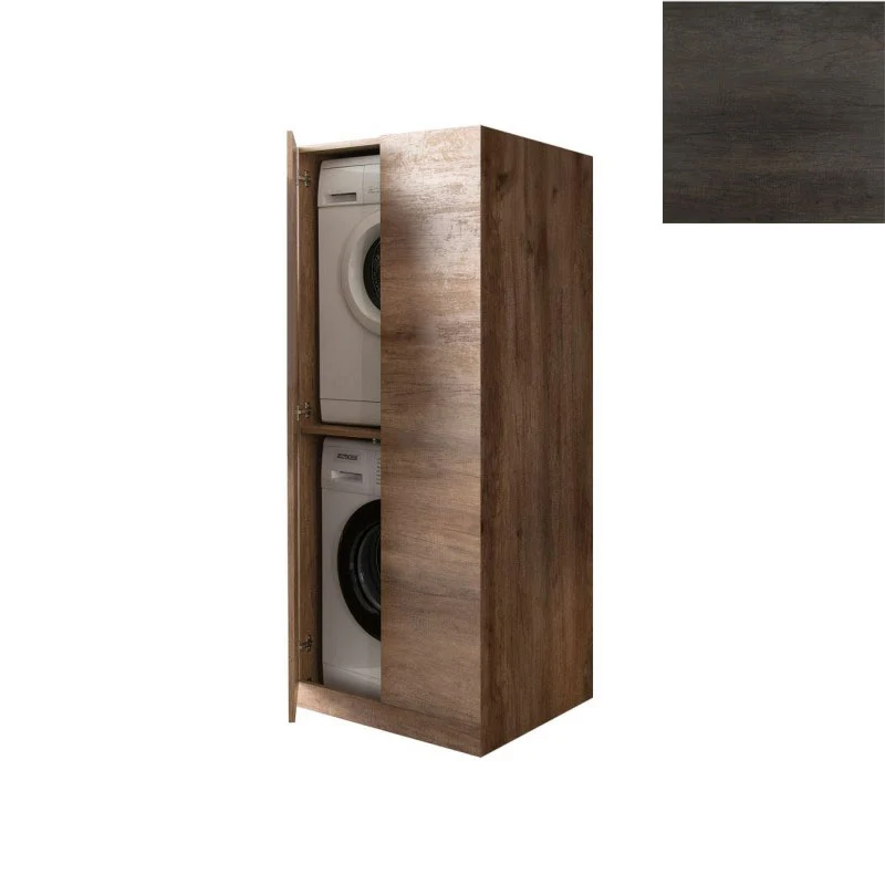 Mobile Lavanderia a Colonna per Lavatrice e Asciugatrice con Ante 70x70x174A cm in Nobilitato Unika Olmo Scuro