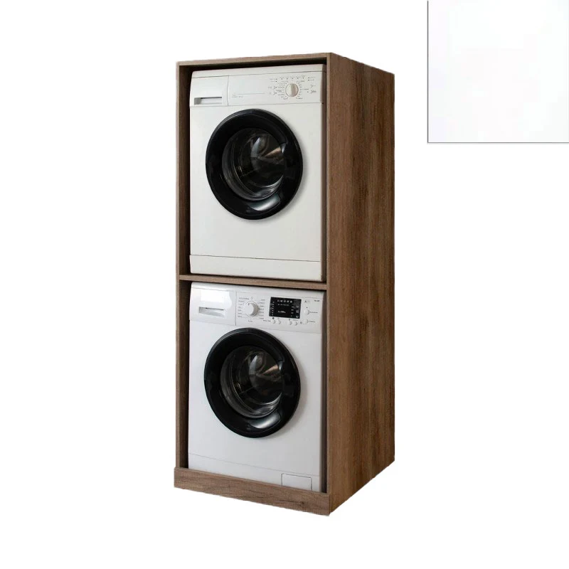 Mobile Lavanderia a Colonna per Lavatrice e Asciugatrice Senza Ante 70x70x174A cm in Nobilitato Unika Bianco Latte