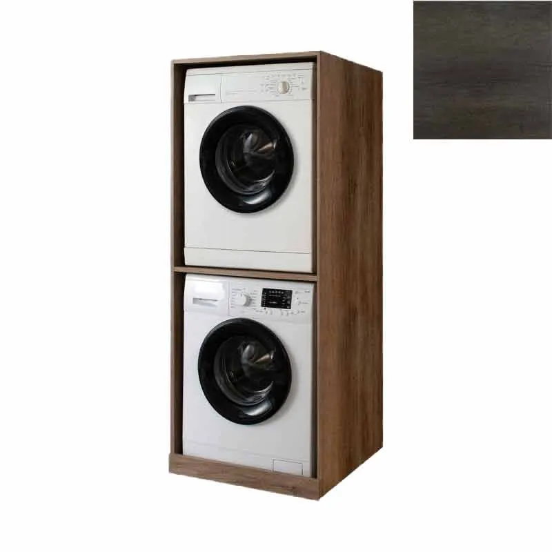 Mobile Lavanderia a Colonna per Lavatrice e Asciugatrice Senza Ante 70x70x174A cm in Nobilitato Unika Olmo Scuro