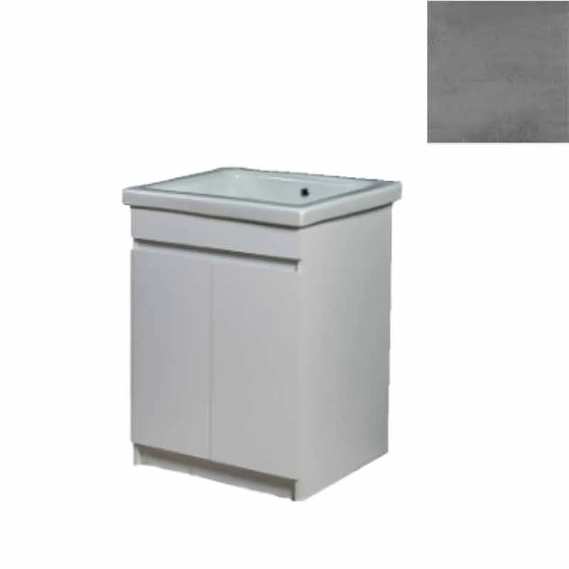 Mobile Lavatoio in Ceramica 2 Ante e Strofinatoio Integrato 60x50x86A cm Grigio Cemento