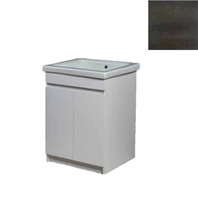 Mobile Lavatoio in Ceramica 2 Ante e Strofinatoio Integrato 60x50x86A cm Olmo Scuro