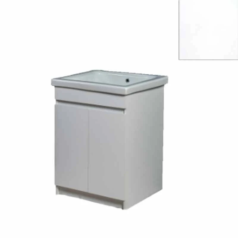 Mobile Lavatoio in Ceramica 2 Ante e Strofinatoio Integrato 60x60x86A cm Bianco Opaco