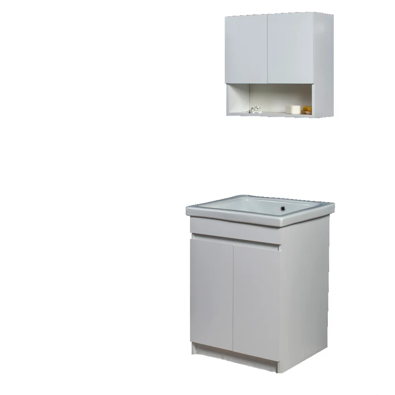 Mobile Lavatoio in Ceramica 2 Ante e Strofinatoio Integrato 60x60x86A cm Olmo Bianco