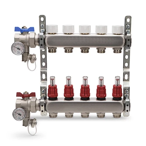 Collettore di distribuzione in acciaio inox completo aton 7 vie 1 x 3/4