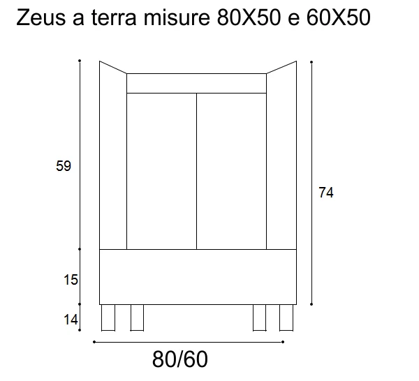 Mobile Lavatoio Sospeso Vasca Zeus in MineralMarmo Apertura a Cassettone 80x48x50 cm Grigio Cemento