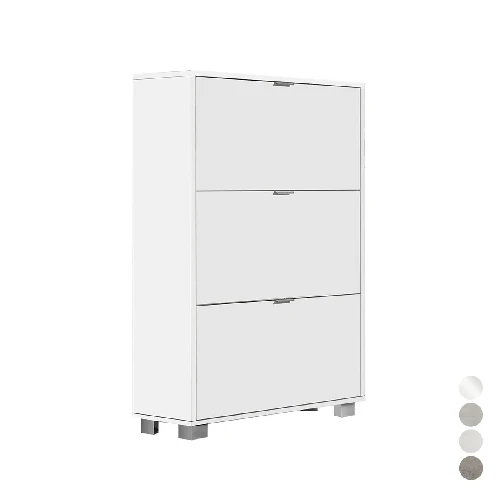 Scarpiera con 3 ribalte in nobilitato cm l76xh118xp30 cemento