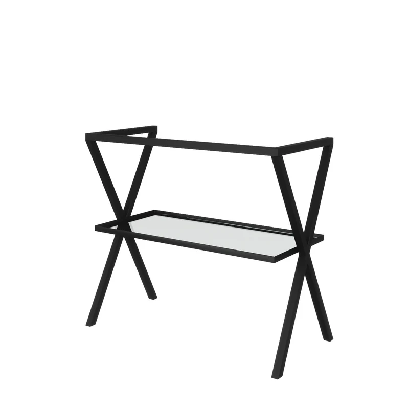 Cavalletto in metallo con mensola in vetro 80 cm