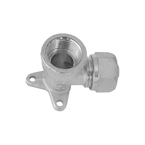 Raccordo curvo femmina con flangia a 3 fori tiemme per multistrato 1/2 x 20