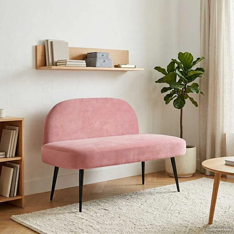 Panchina imbottita con schienale Rosa 110 x 60 x 76 cm Velluto 42040789
