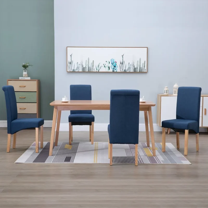 Sedie da Pranzo 4 pz Blu in Tessuto 249028
