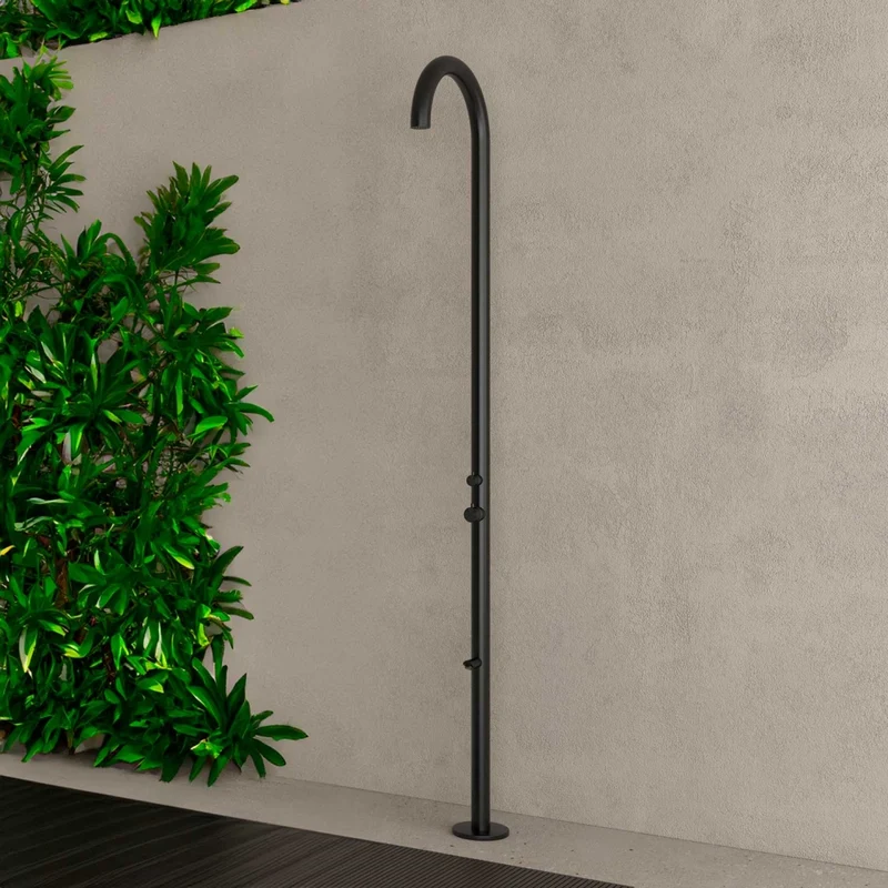 SINED Doccia Nera in Acciaio Inox 316L per Esterno 244 cm Sistema Cbox Miscelatore Integrato Ideale per Giardini e Piscine Modello DOCCIAOLBIANERA