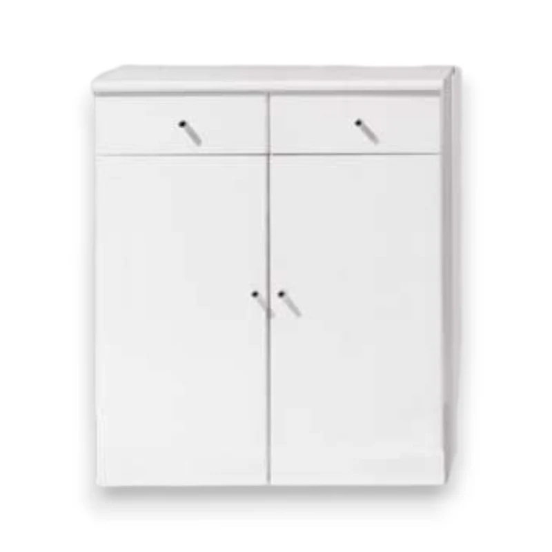 Mobiletto da bagno in legno laccato bianco con 2 ante e 2 cassetti Dolby