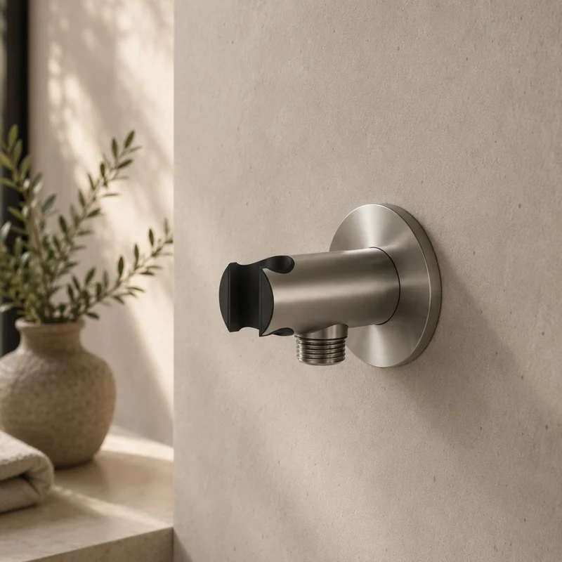 SINEd Supporto muro doccino in acciaio inox 316L colore canna di fucile resistenza alla corrosione attacco mezzo pollice per tubo flessibile design moderno e funzionale - Modello SUPPORTO-MURO-DOCC