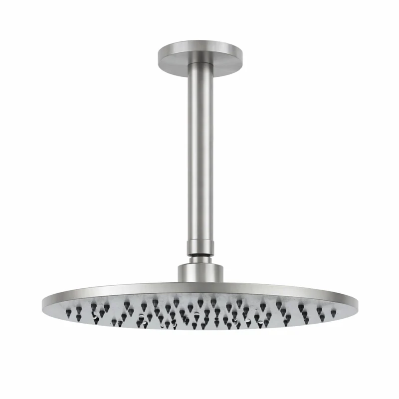 SINED Kit Soffione Doccia Soffitto Acciaio Inox 316L Finitura Canna Fucile Gun Metal Braccio e Soffione 30 cm Resistenti alla Corrosione per Interno ed Esterno KIT-SOFFITTO-SOFFIONE-LEVANTE-CORTO-30-C