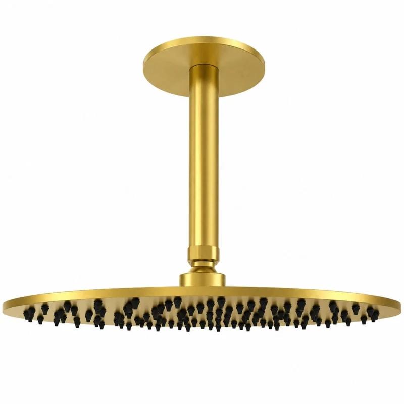 SINED Kit braccio soffione doccia a soffitto 30 cm in acciaio inox 316L colore oro KIT-SOFFITTO-SOFFIONE-LEVANTE-CORTO-30-ORO