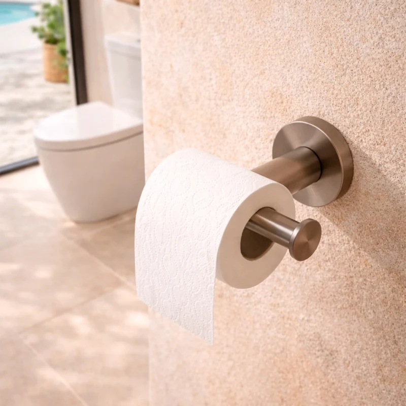 SINED supporto porta rotolo carta igienica in acciaio inox satinato colore inox satinato struttura resistente e duratura facile montaggio design funzionale per bagno moderno PORTA-ROTOLO-LEVANTE-CA