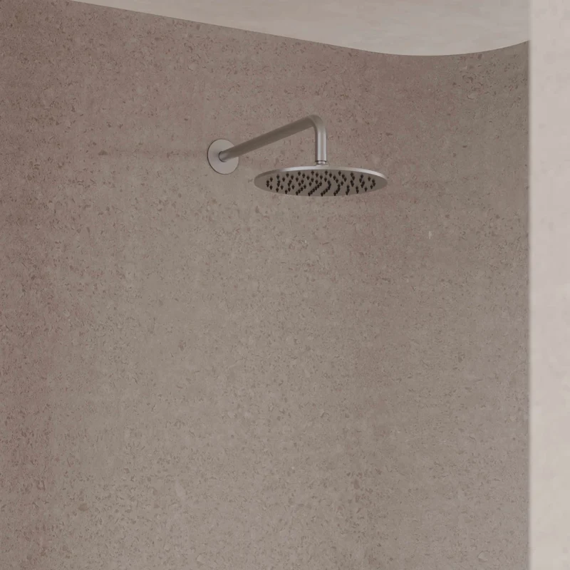 SINED Kit Braccio e Soffione Inox Satinato 30 cm da Parete in Acciaio 316L ideale per interni ed esterni resistente alla corrosione e perfetto per bagni moderni e ambienti outdoor