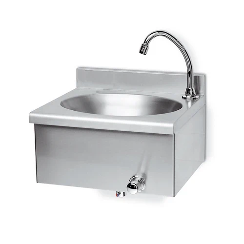 Lavamani in acciaio inox rubinetto comando ginocchio cm 40x35x20 5