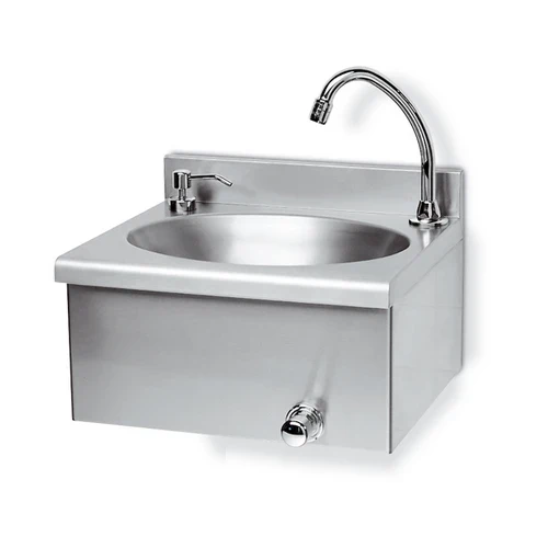 Lavamani in acciaio inox con rubinetto comando ginocchio cm 40x35x20 5