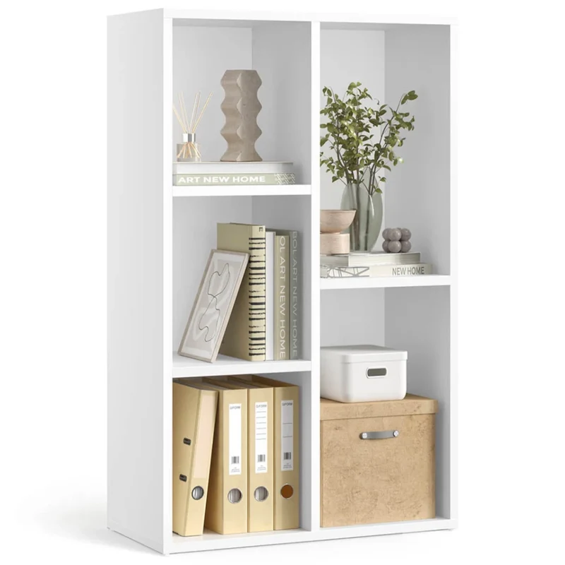 Libreria a 5 scomparti ripiano portaoggetti colonna portaoggetti dimensioni 50 x 24 x 80 cm bianco 12_0004197