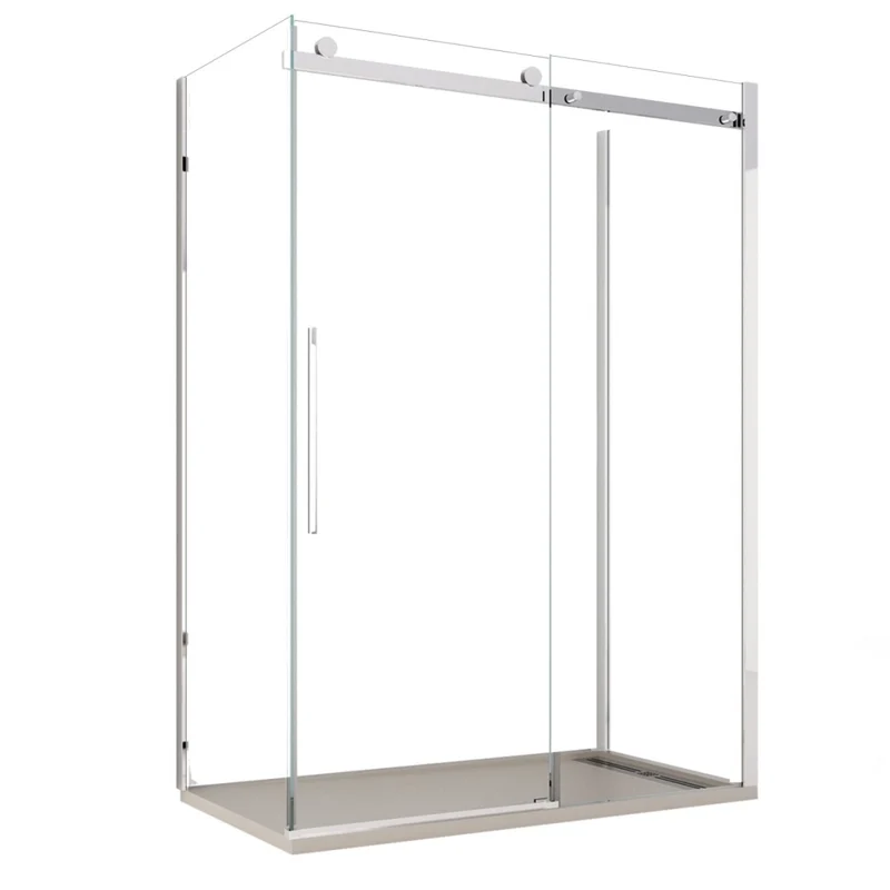 Box doccia tre lati porta scorrevole trasparente h195cm 8mm anticalcare euclide, misura 80x130x80
