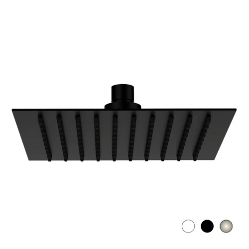 Soffione slim quadro nero opaco cm 25 x 25
