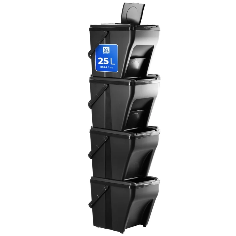 Pattumiere KADAX 4x25L Contenitore per rifiuti per la raccolta differenziata con adesivi