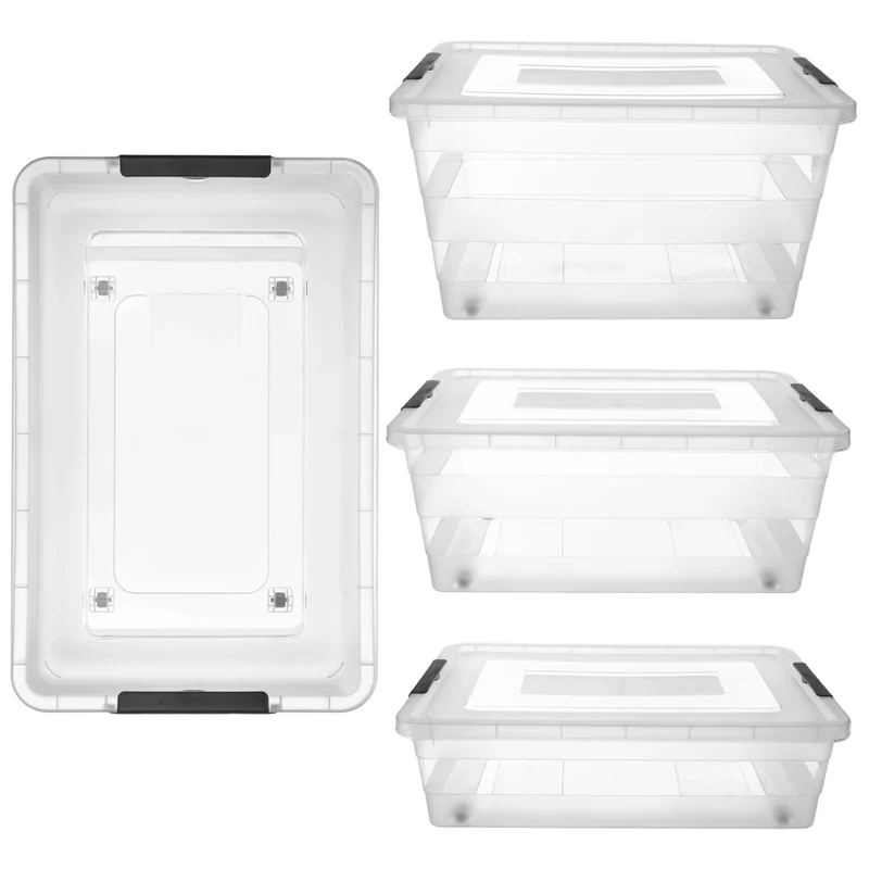 Set di 3 contenitori portaoggetti in plastica KADAX con coperchi.