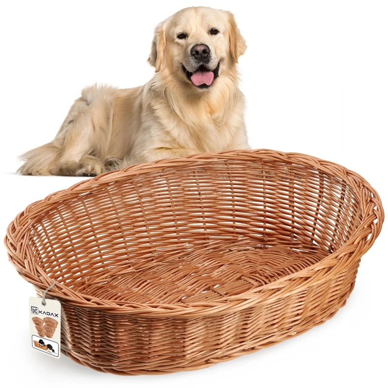 Cuccia per cani e gatti KADAX in vimini naturale, grande, ecologica, 90 cm XL