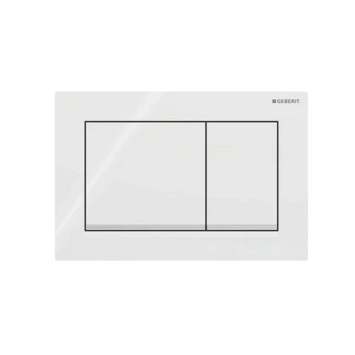 Placca di comando 2 tasti omega 20 squadrata bianco luc. bordoinf bianco op
