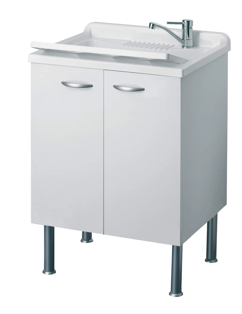 Mobile Lavatoio in Legno 60x50x85cm 2 Ante Forlani Cleanly Bianco