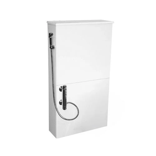 Parete attrezzata mdf cassetta scarico in abs doccetta e miscel. termo bianco