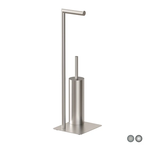 Piantana porta scopino poseidon spazzolato cm 20 x h.64 2x18