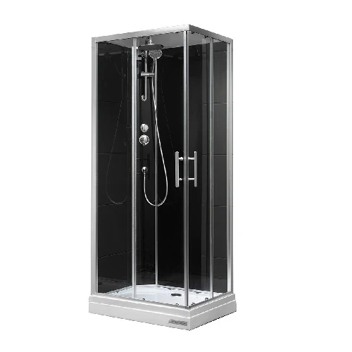 Cabina doccia modello kenya apertura 2 ante scorr. 2 fisse cm 70x90 vetro trasparente pann. bianco