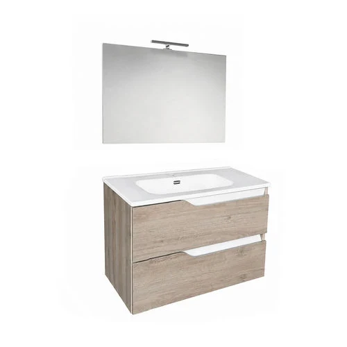 Mobile bagno sospeso mod. praga l. 80 cm rovere scuro tortora opaco