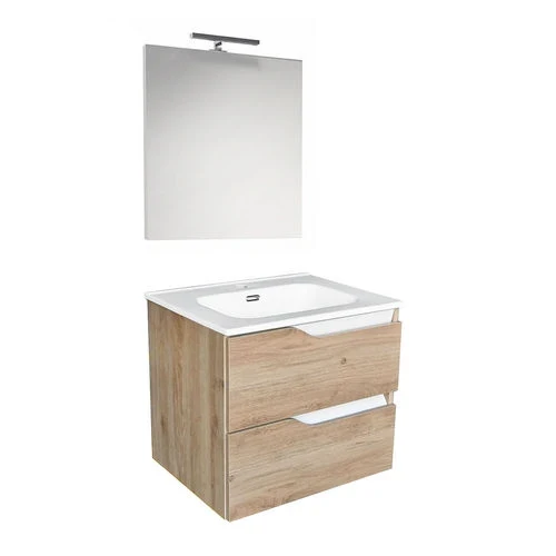 Mobile bagno sospeso mod. praga l. 60 cm rovere grigio bianco lucido